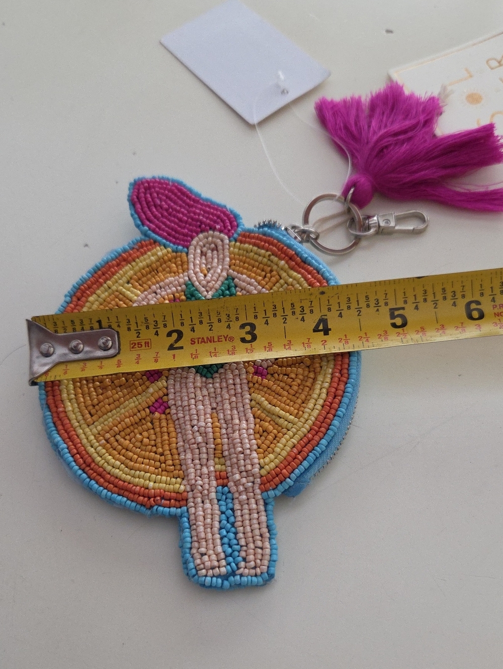 Sol and Mer Beaded Swimmer Citrus Fruit Float Coin Purse Pouch Tassel NWT - Picture 5 of 5